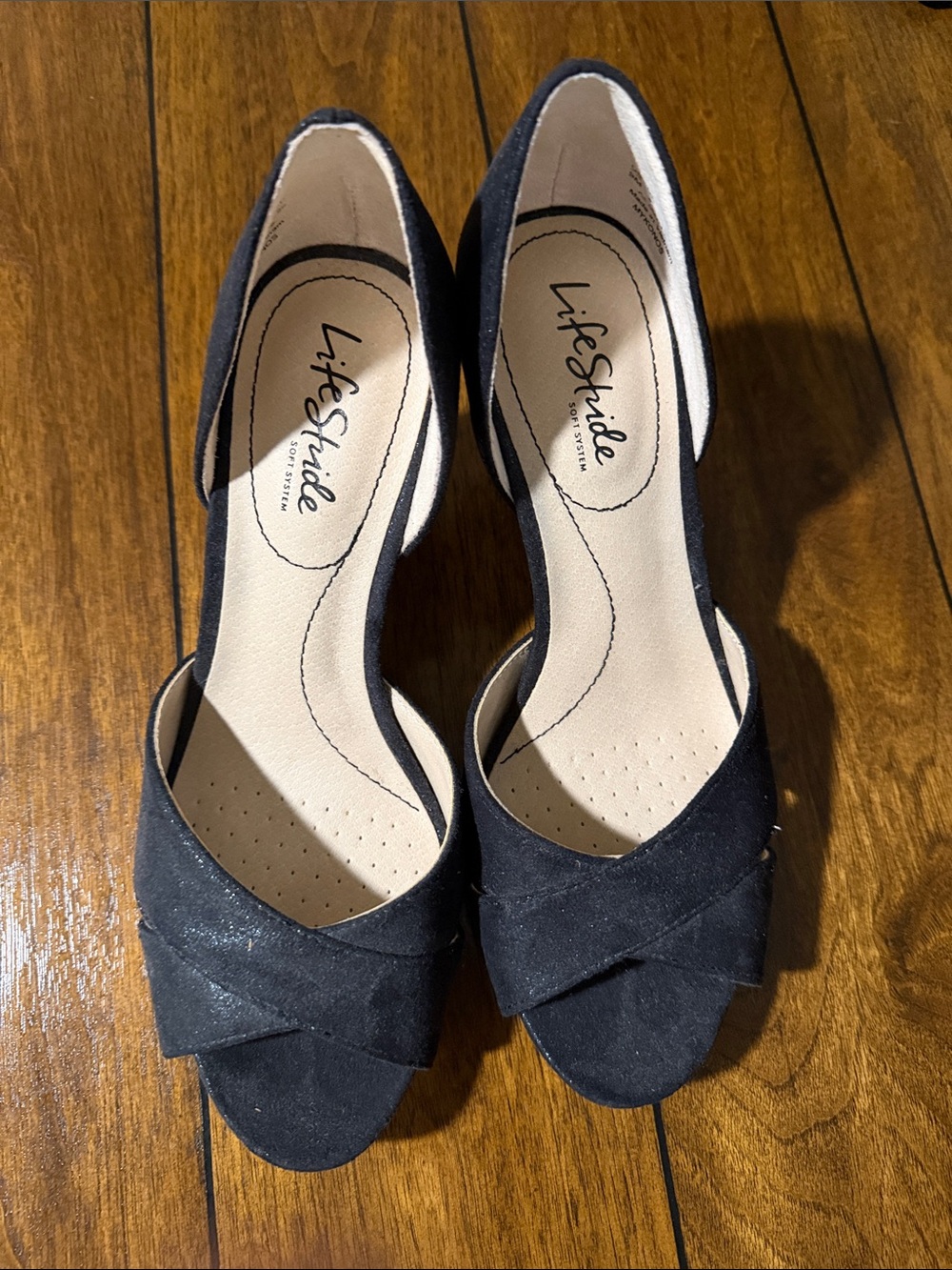 Life Stride Black D'Orsay Open-Toe Heels